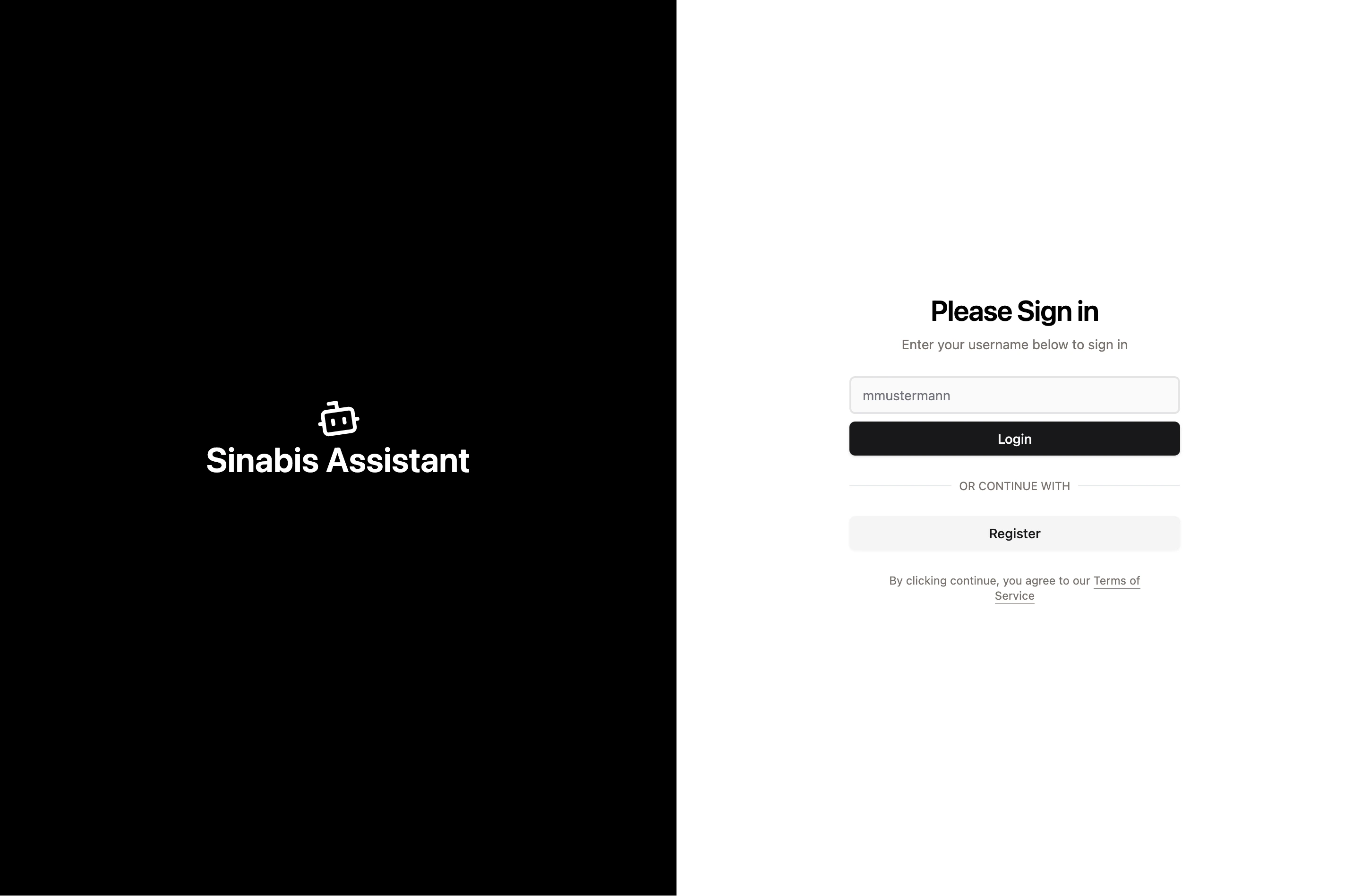 login page